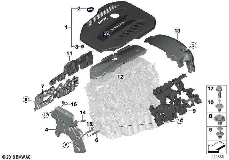 BMW G11 G20 G30 Motor Üst Kapağı 11148571320