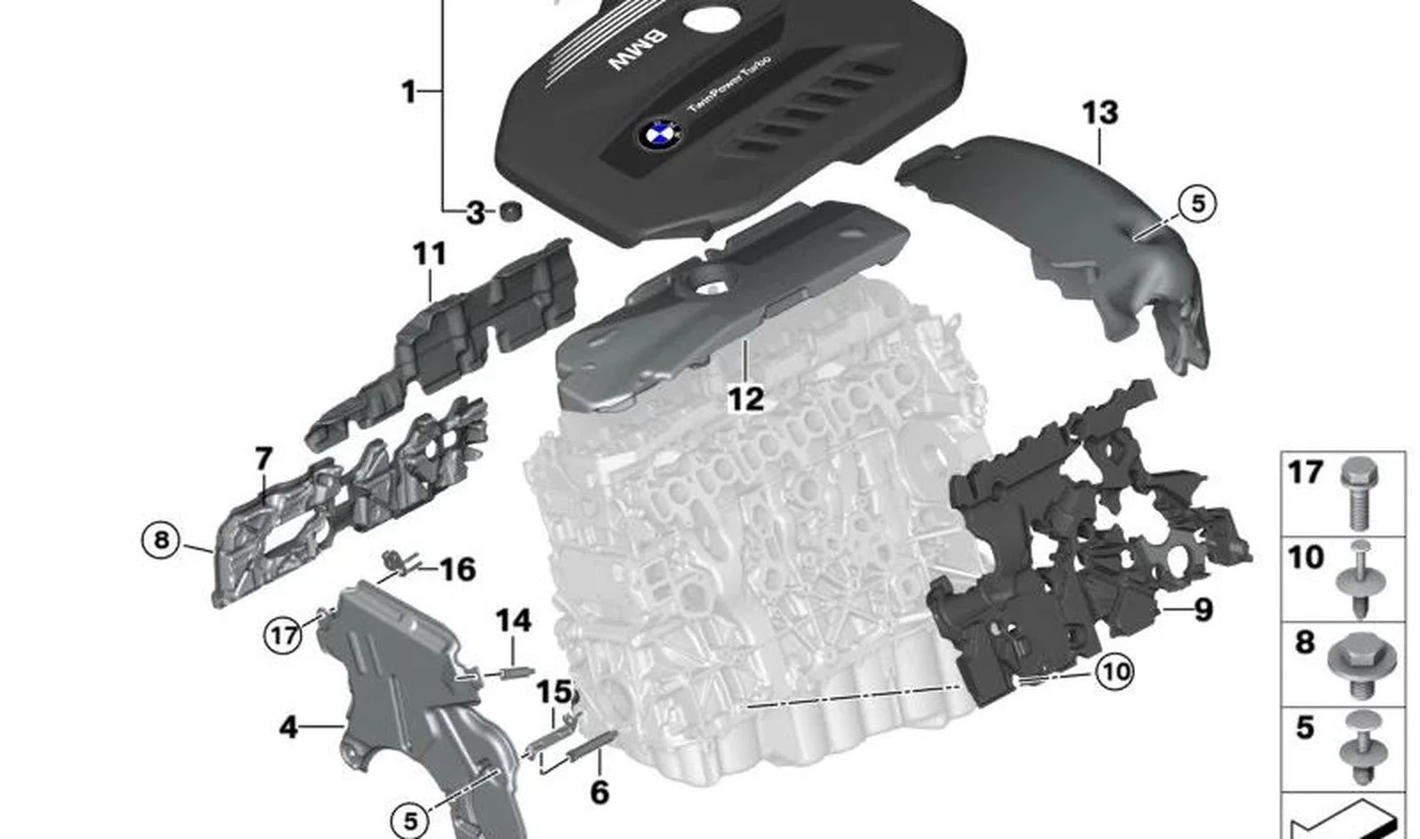 BMW G01 G02 G05 G06… Külbütör Kapağı Isı Yalıtımı 11148571325