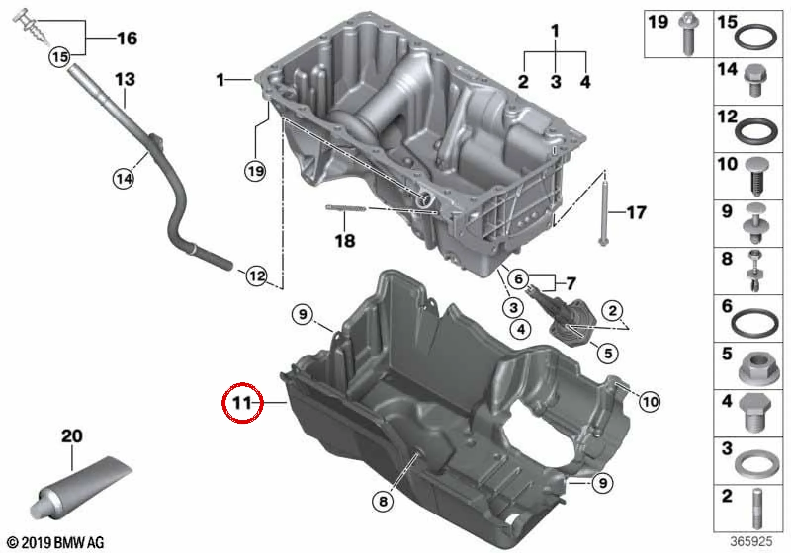 BMW 5 Serisi F10 F11 Karter Ses Yalıtım Kapağı 11148572126
