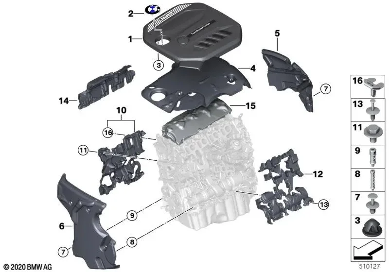 BMW G01 G20 G22 G30 Üst Motor Ses Yalıtım Kapağı 11148580383