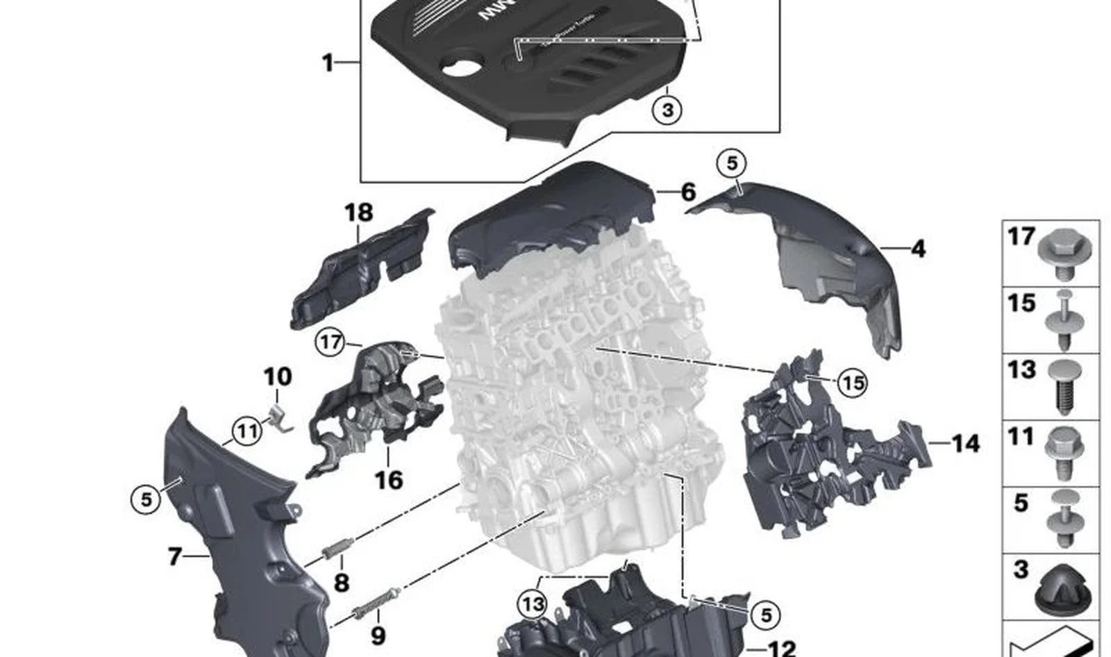 BMW G01 G02 G05 G06… Karter Ses Yalıtım Kapağı 11148583378