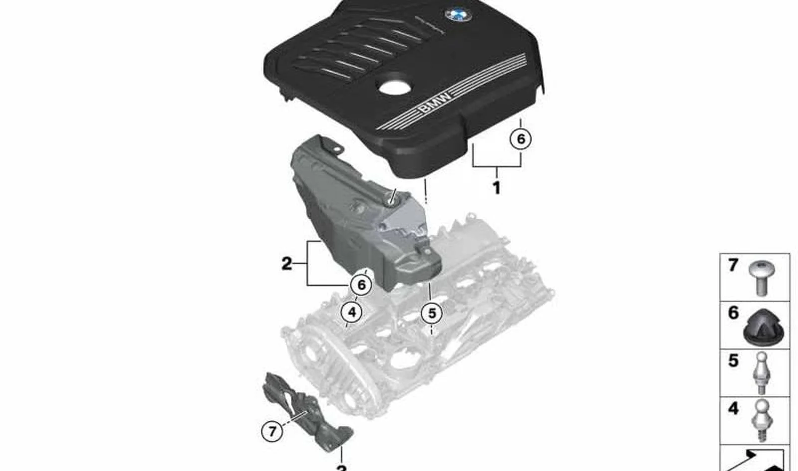 BMW G05 G06 G07 G11… Motor Kapağı 11148687367