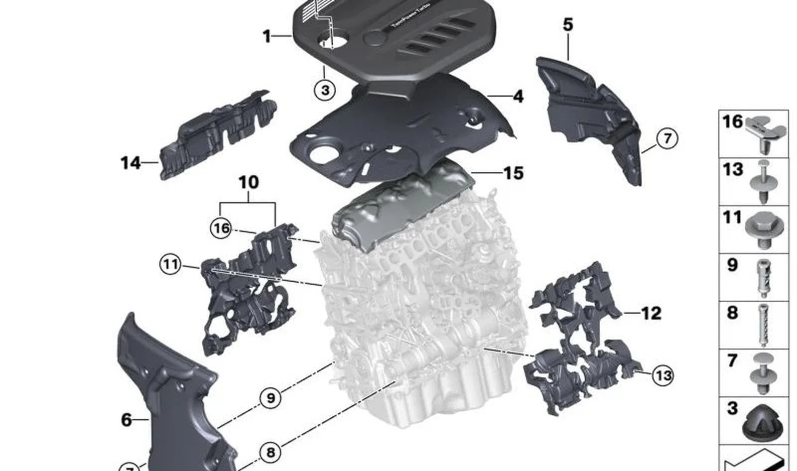 BMW G01 G02 G05 G20… Sağ Motor Akustik Kapağı 11149887208