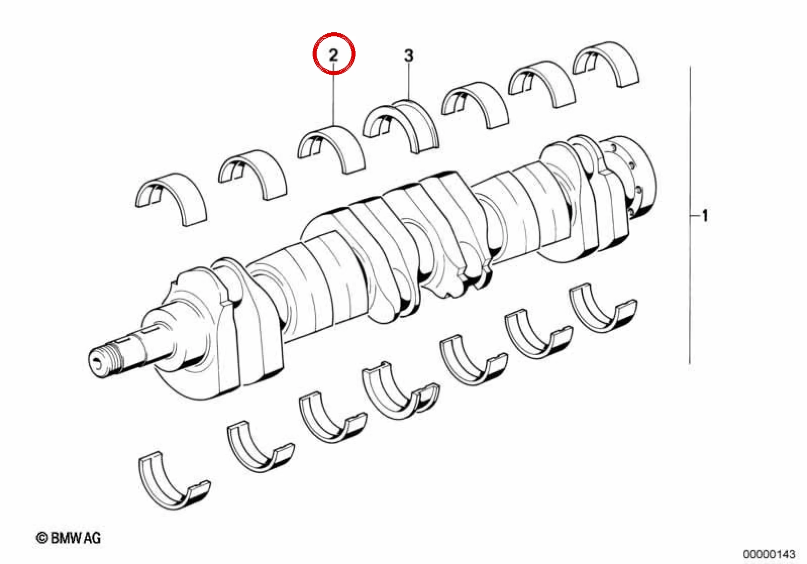 BMW E24 E28 E32 E34 Ana Yatak Kepi 59,75 mm Kırmızı 11211261043