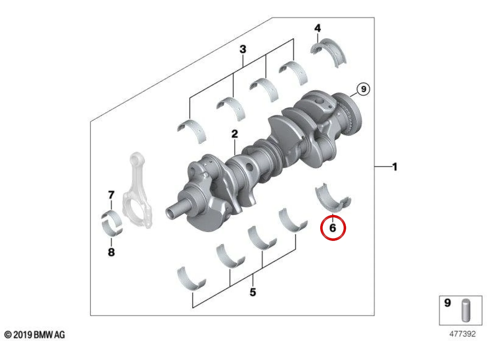 BMW E53 E60 E61 E63… Krank Gönye Yatağı Mor 70 mm 11217537736