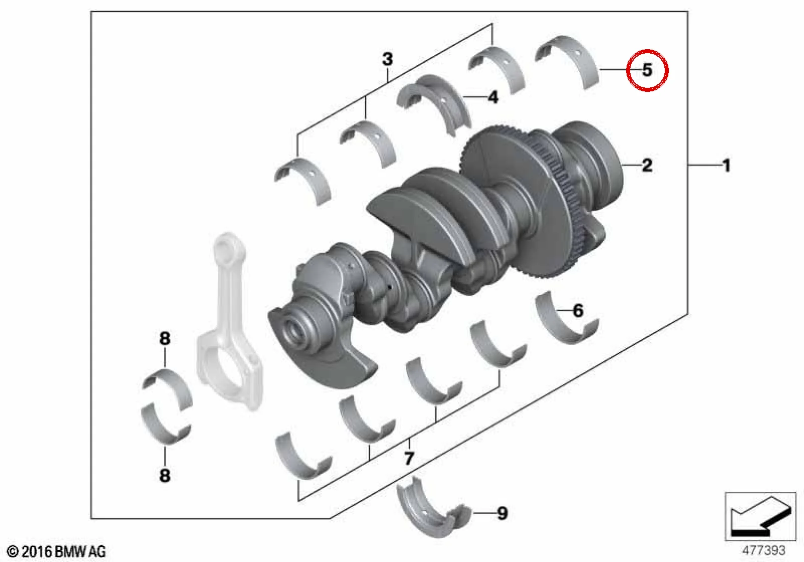 BMW E46 E60 E61 E63… Yeşil Ana Yatak Zarfı 11217627030