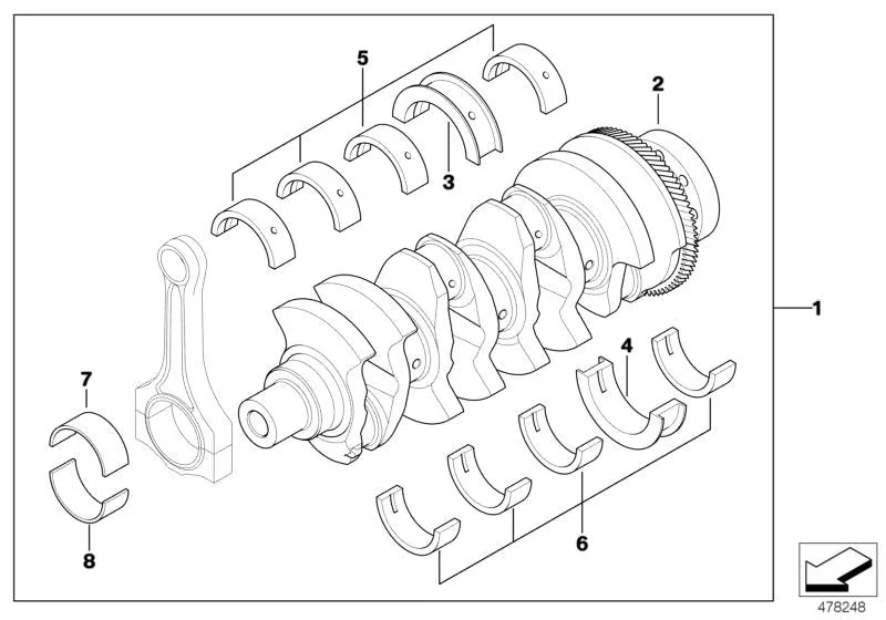 BMW E46 E53 E60 E61… Dizel Krank Ana Yatak Kepi Yeşil 60 mm 11217787724