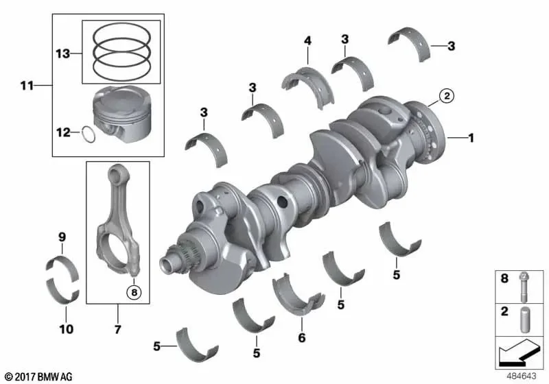 BMW F06 F10 F12 F13… Krank Yatak Yarım Burcu Turkuaz 11217846377