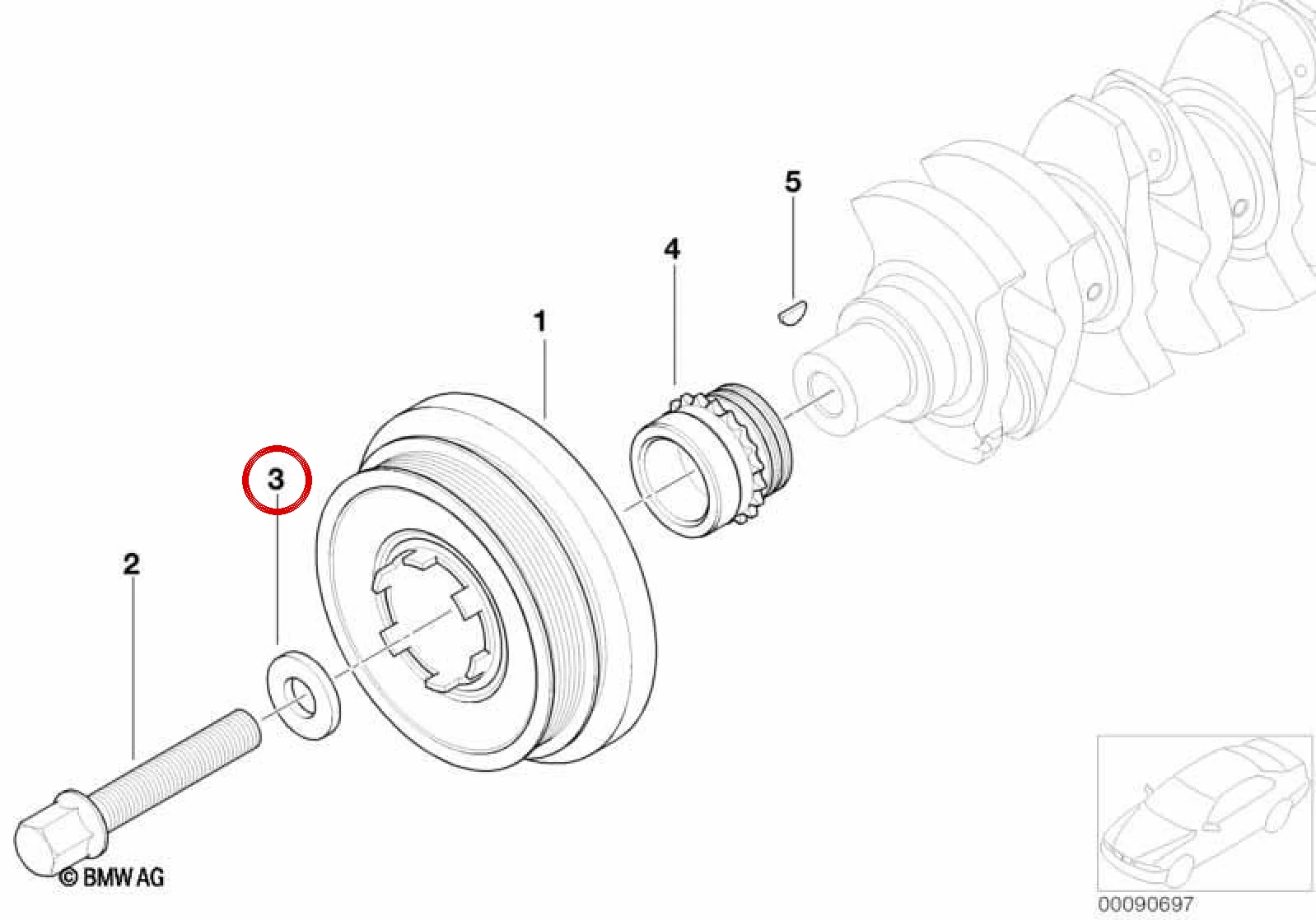 BMW E46 E60 E61 E83… Krank Kasnağı Cıvata Pulu 11237787326
