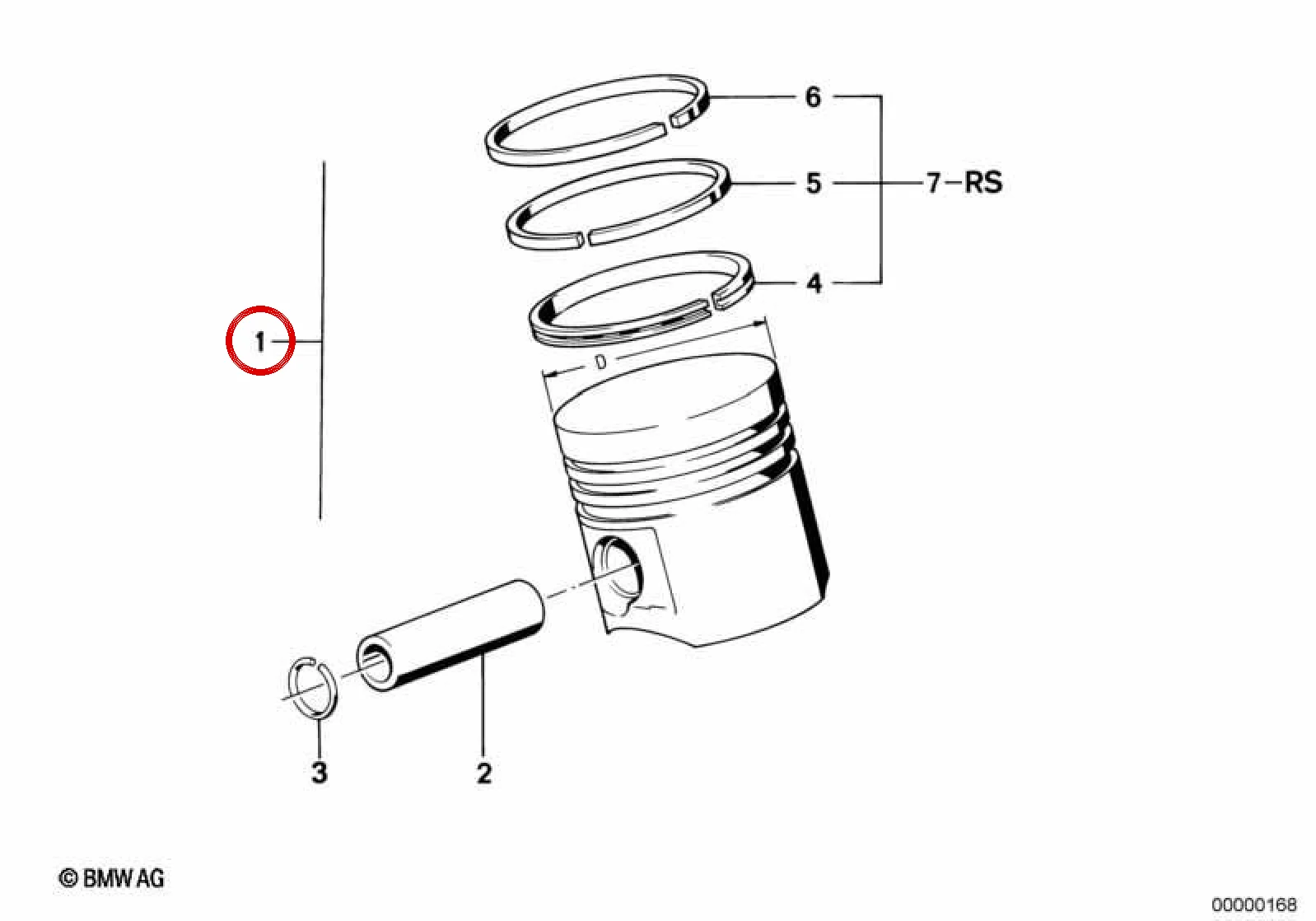 BMW 3 Serisi E30 Piston 93,755 mm (+0,40) 11251310807