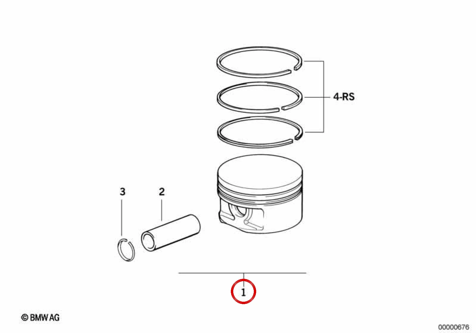 BMW E31 E38 Sol Sıra Piston 85,238 mm 11251436092