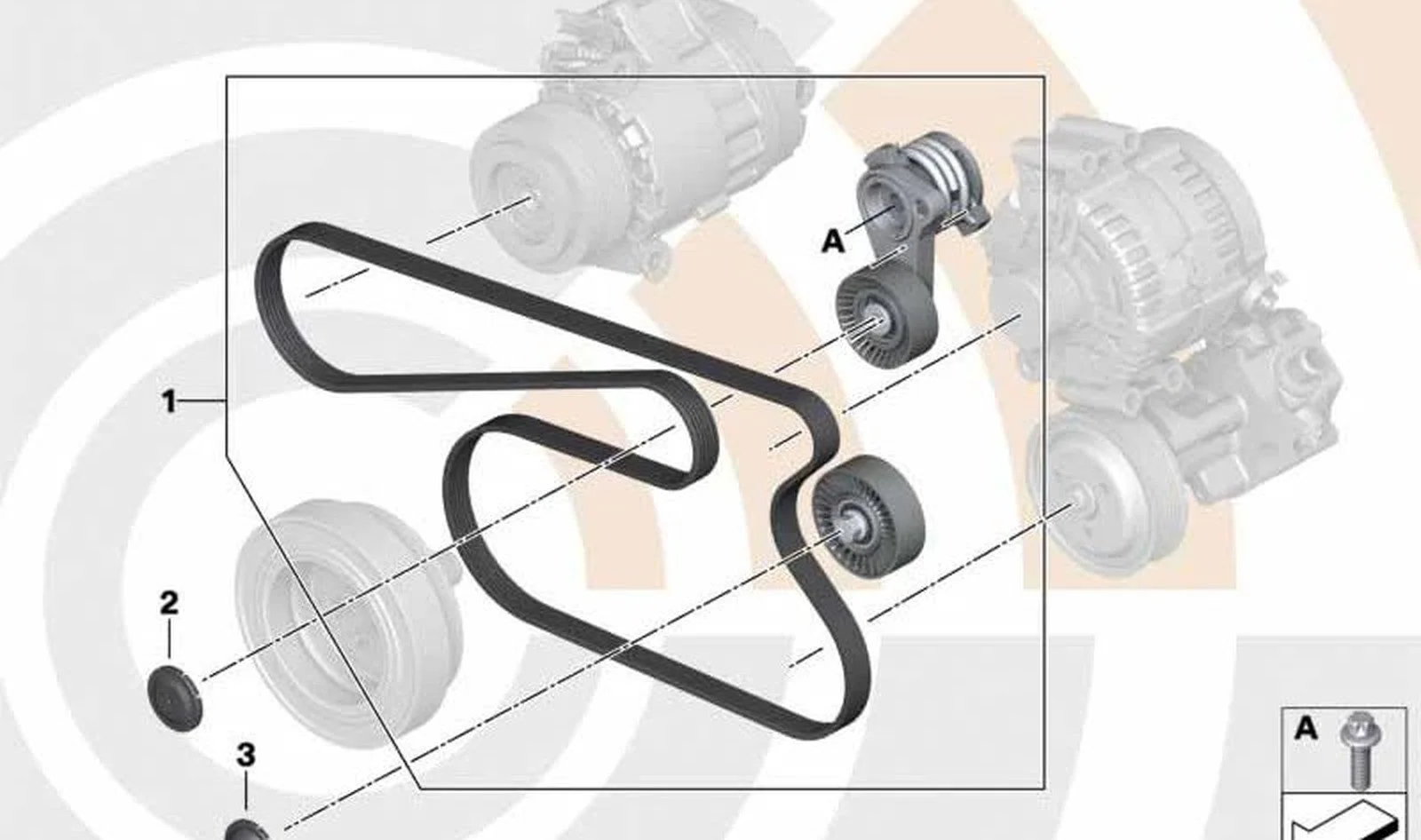 BMW F10 F11 F25 Aksesuar Kayışı Gergi Makara Seti 11282449727