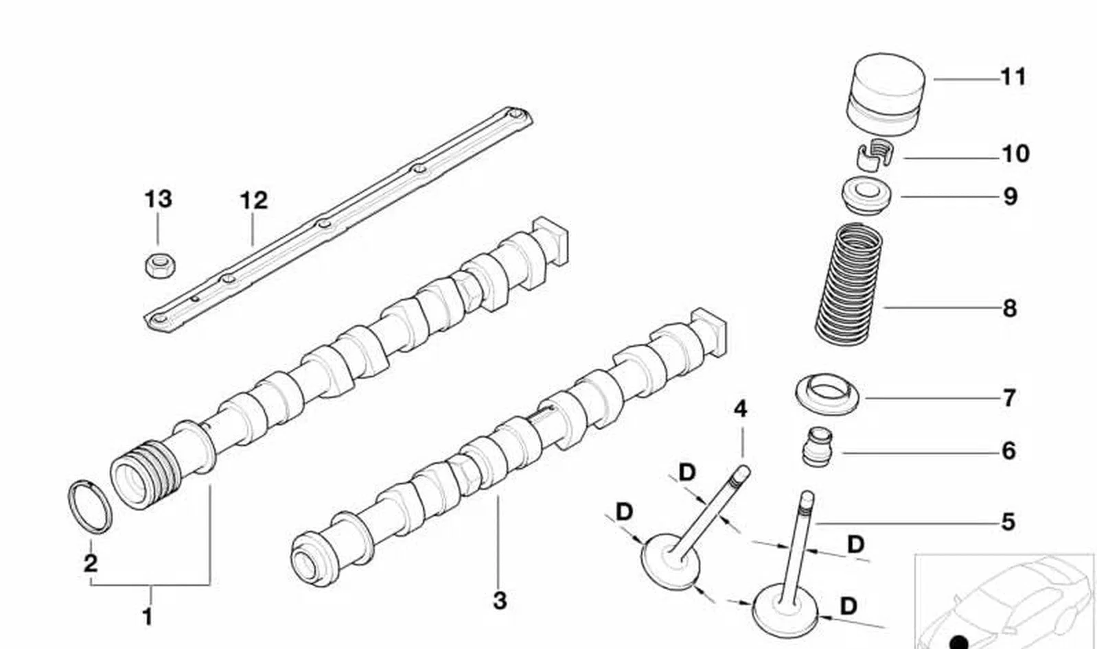 BMW E38 E39 E53 5-8 Silindir Emme Eksantrik Mili 11311745498