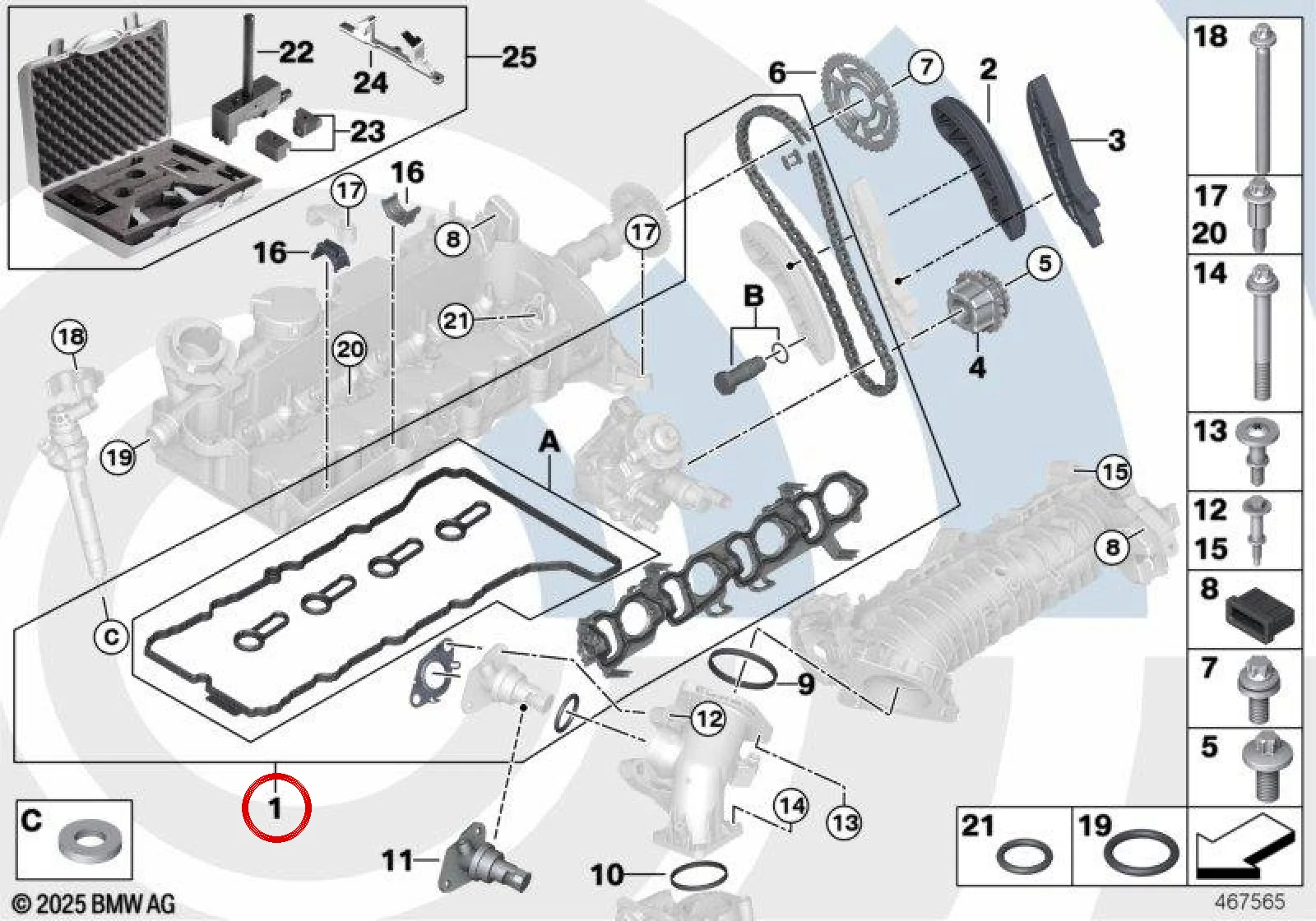 BMW E84 E90 E91 E92… Üst Zamanlama Zinciri Tamir Takımı 11312452303