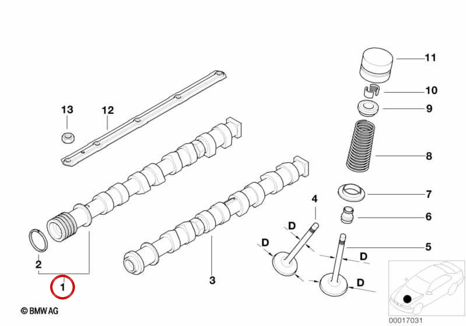BMW X5 E53 5-8 Silindir Emme Eksantriği 11317513231