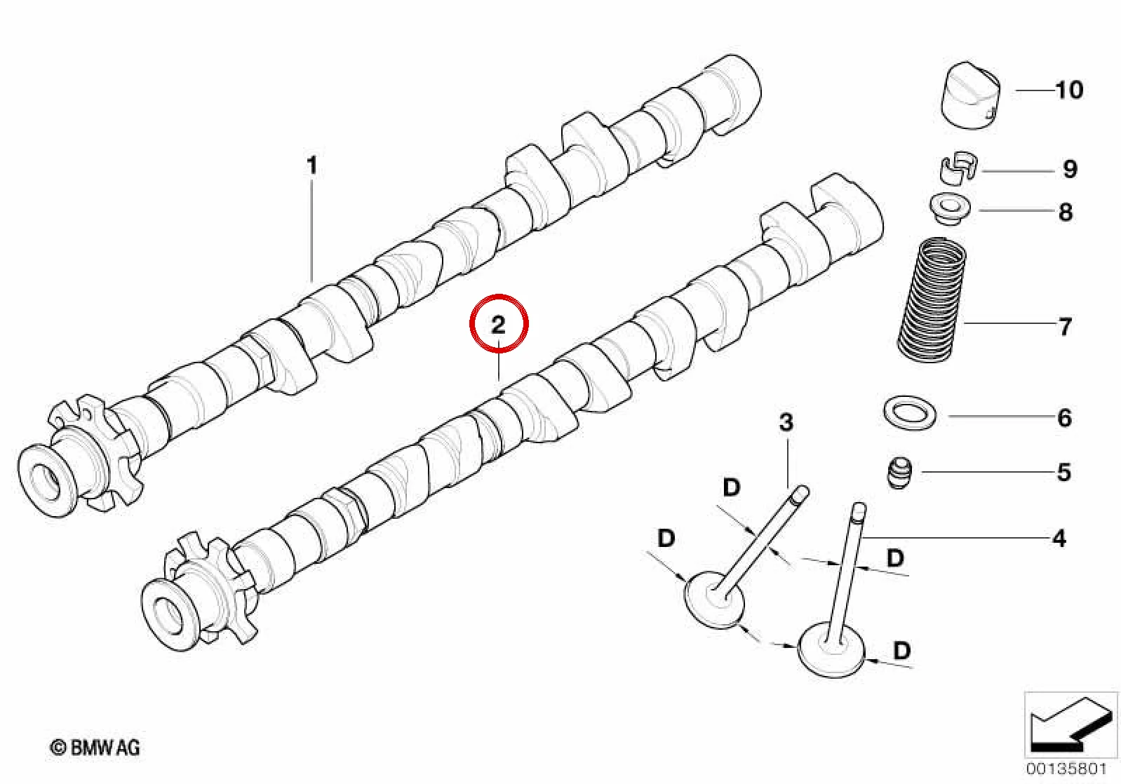 BMW E60 E61 E63 E64 Egzoz Eksantrik Mili Silindir 6-10 11317836126