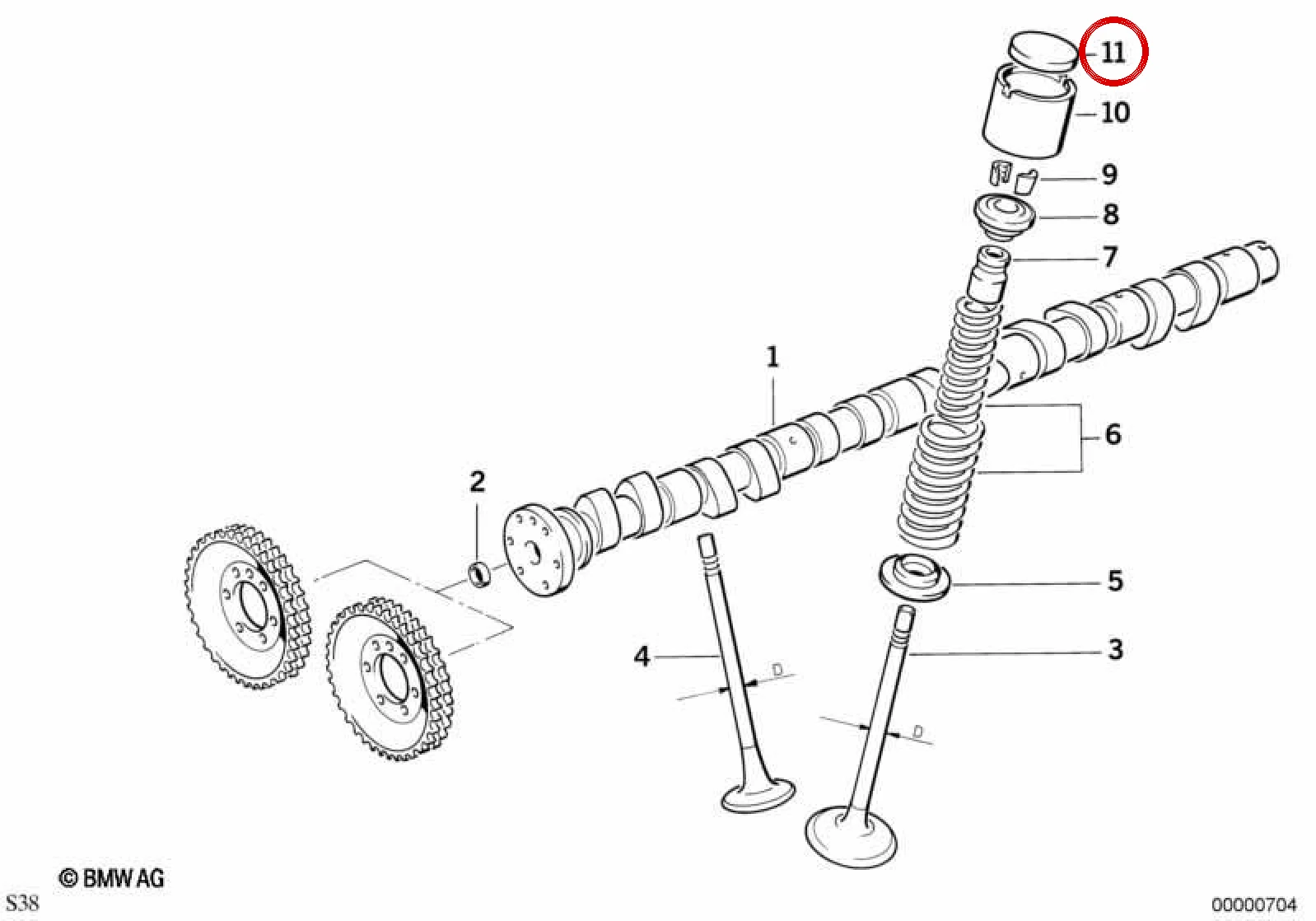 BMW E34 E36 Supap Ayar Pulu 2,40 mm 11341401427