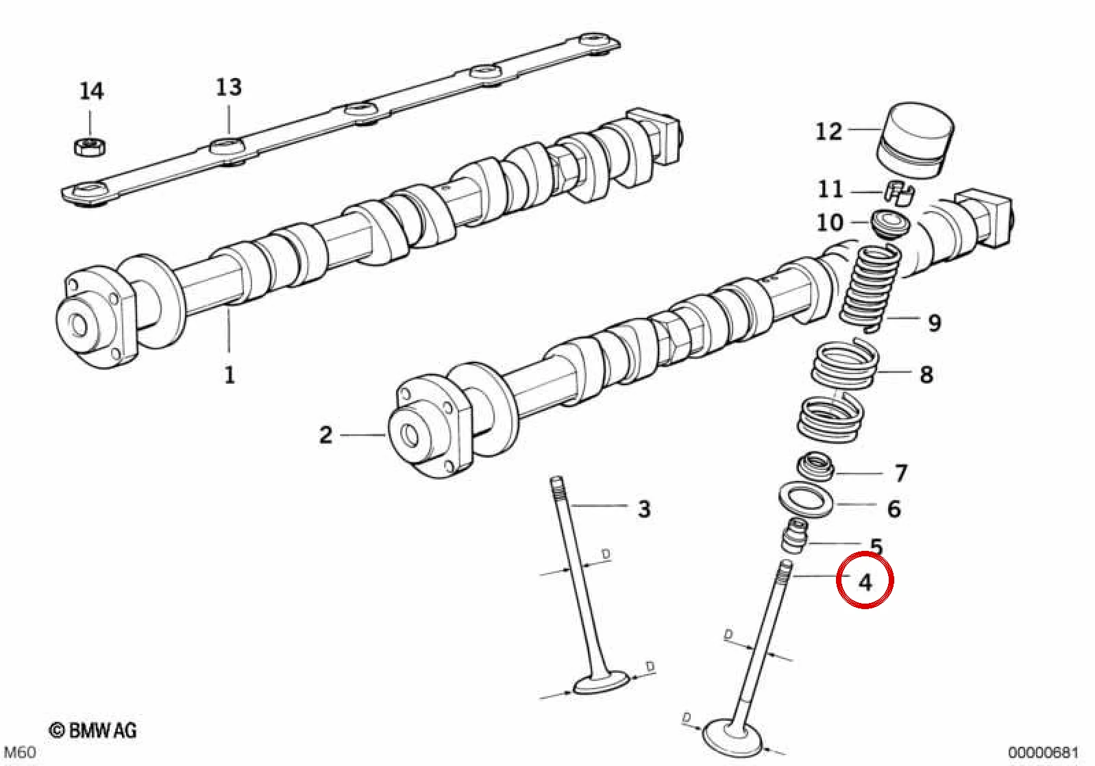 BMW E32 E34 E38 E39 Egzoz Supabı 28,5 mm 11341433483