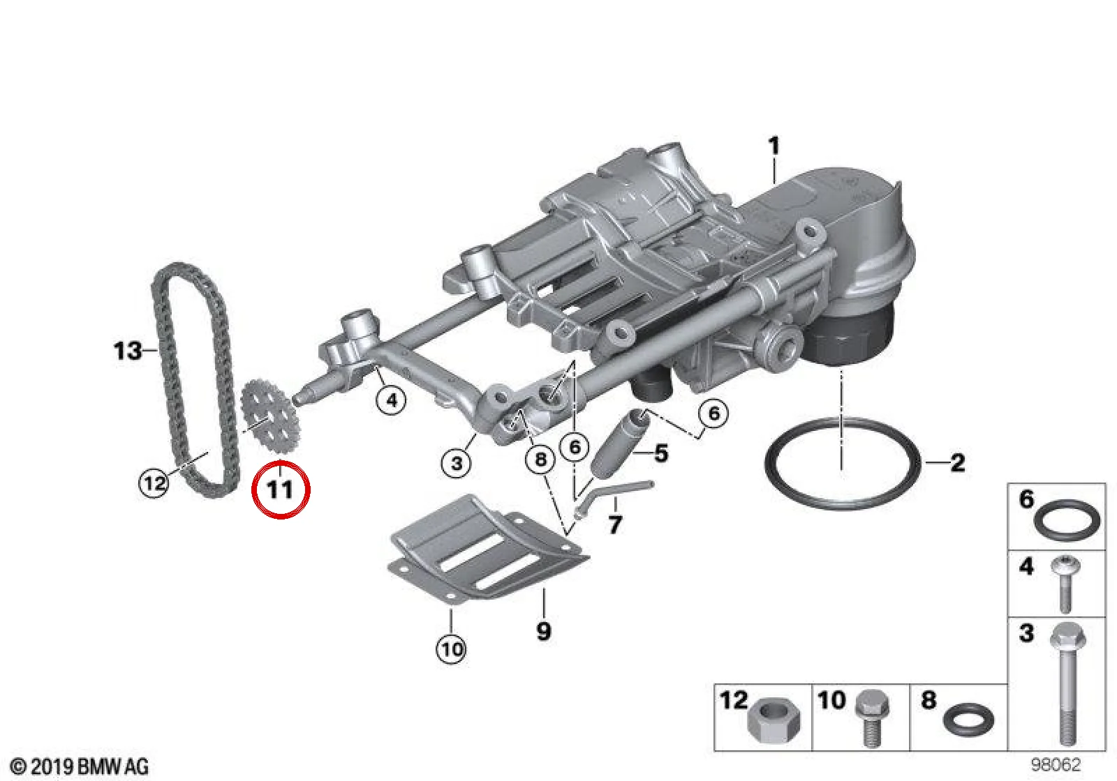 BMW E60 E61 E63 E64… Yağ Pompası Zincir Dişlisi 11411439865