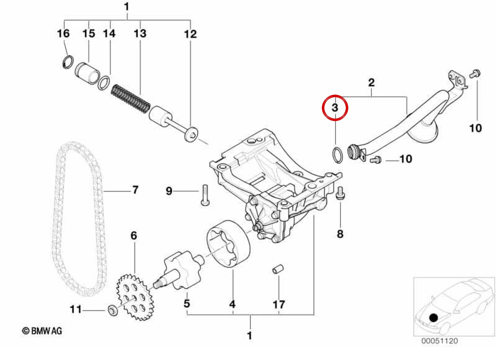 BMW E38 E39 E46 E53… Yağ Pompası O-Ring Contası 11417507429