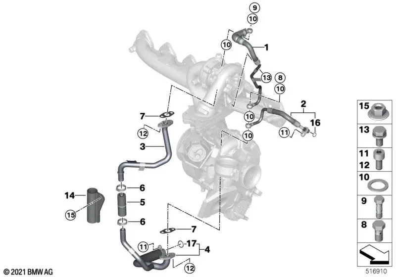 BMW G01 G02 G05 G06… Turbo Yağ Dönüş Borusu 11427824704
