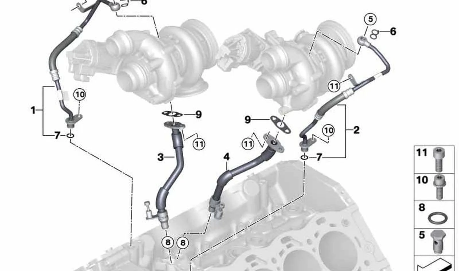 BMW G05 G06 G07 G11… Silindir 5-8 Turbo Yağ Borusu 11428487485