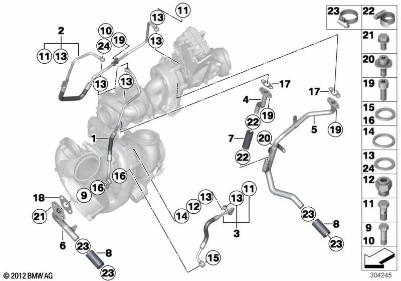 BMW E70 E71 F01 F02… Turbo Yağ Besleme Rakoru 11428508033