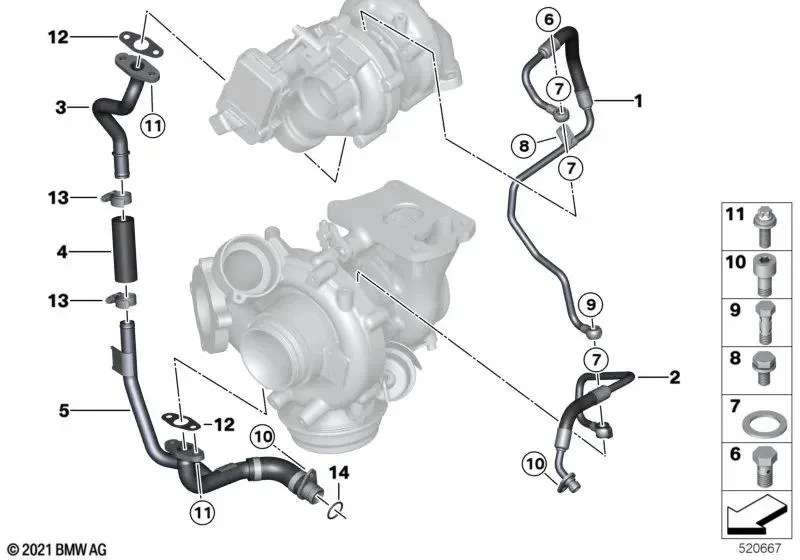 BMW G01 G02 G11 G14… Turbo Yağ Besleme Borusu 11428515006