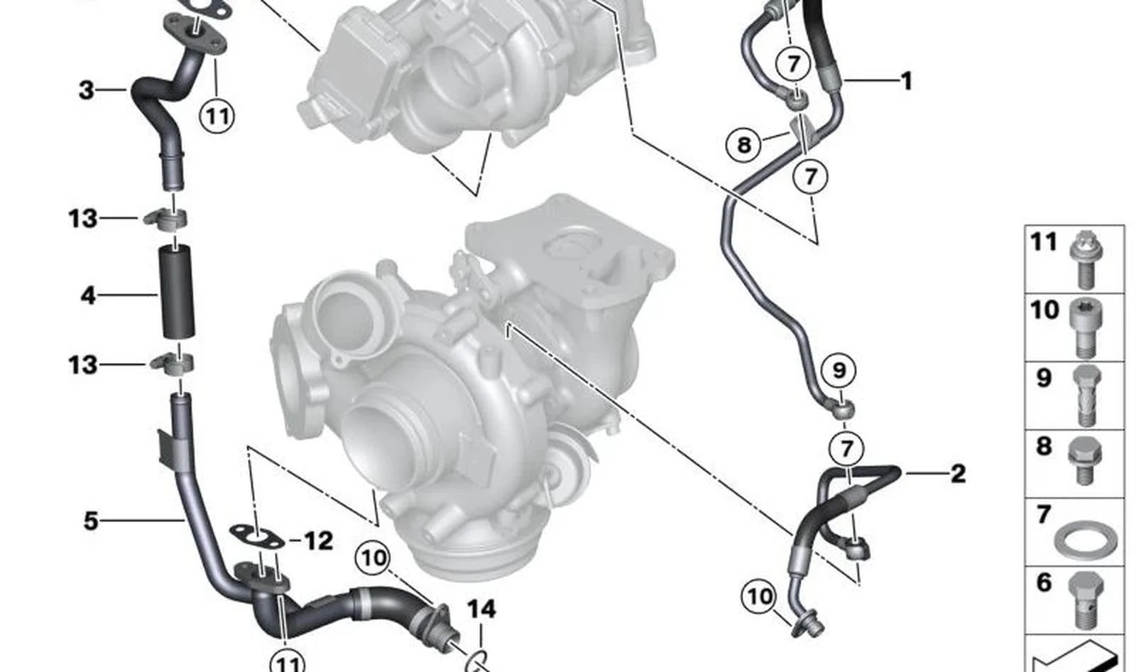 BMW G01 G02 G11 G12… Turbo Yağ Dönüş Borusu 11428515007