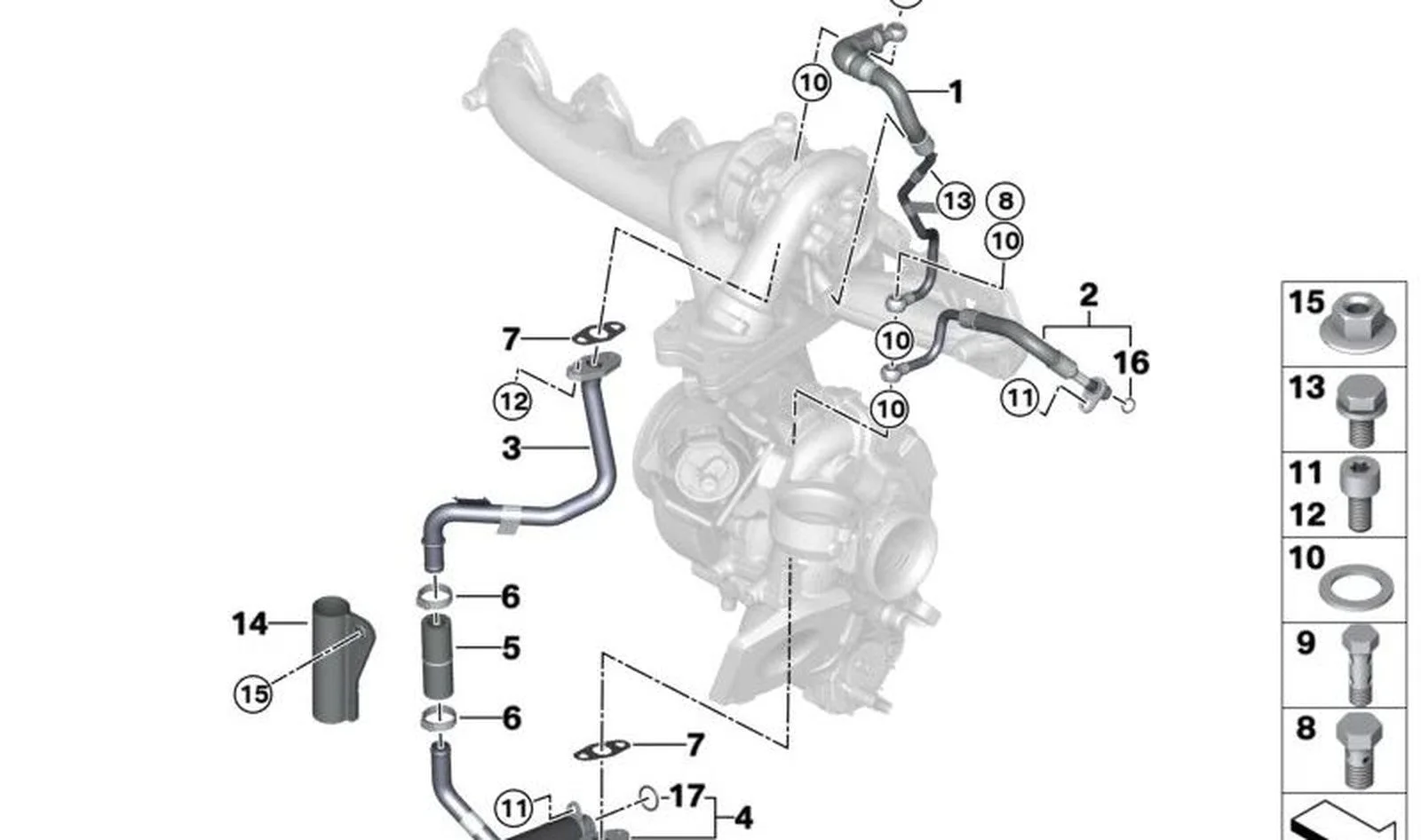 BMW G01 G02 G05 G06… Turbo Yağ Dönüş Borusu 11428596247