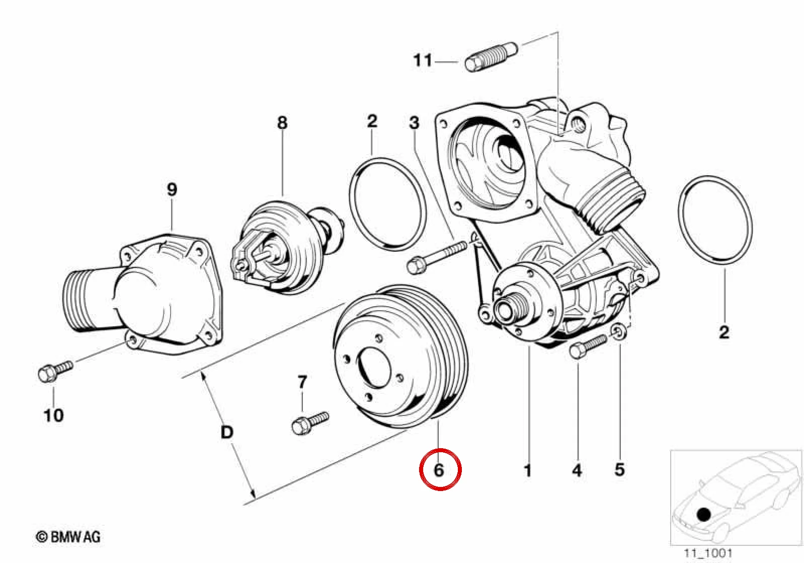BMW E31 E32 Su Pompası Kasnağı 97 mm 11511731905
