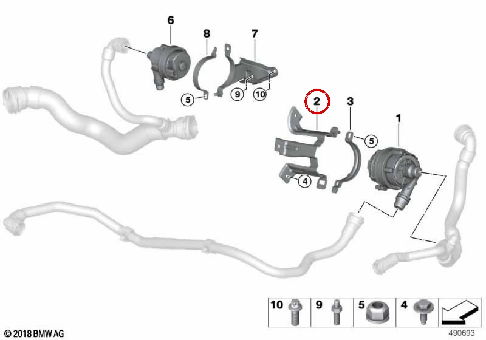 BMW G01 G02 G05 G06… Elektrikli Su Pompası Tutucusu 11517935153