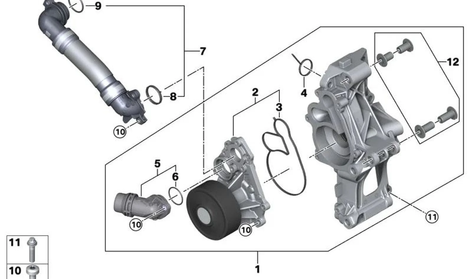 BMW G01 G02 G05 G06… Braketli Su Pompası 11518650986