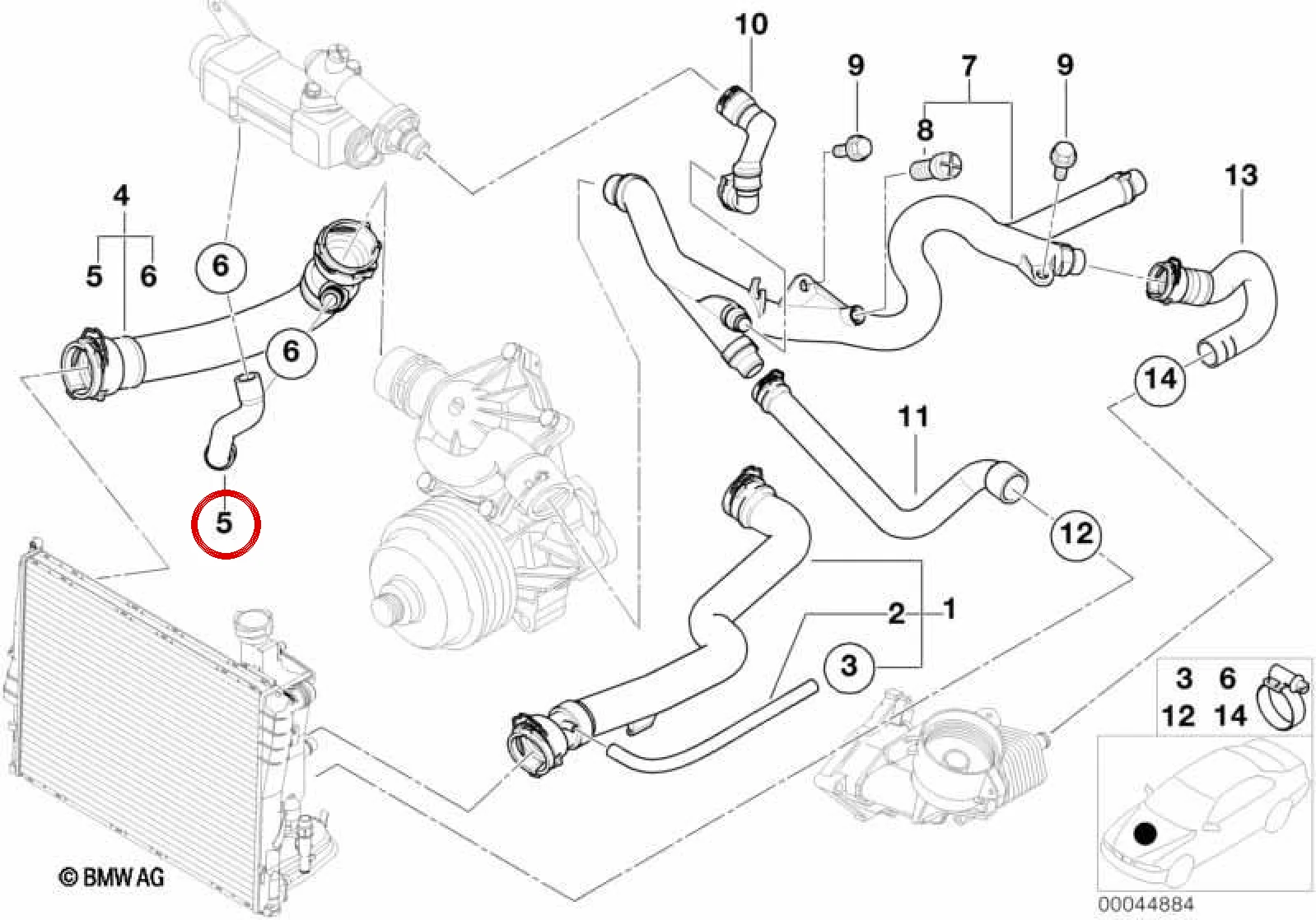 BMW E38 E39 E46 Soğutma Sistemi Ara Hortumu 11537785714