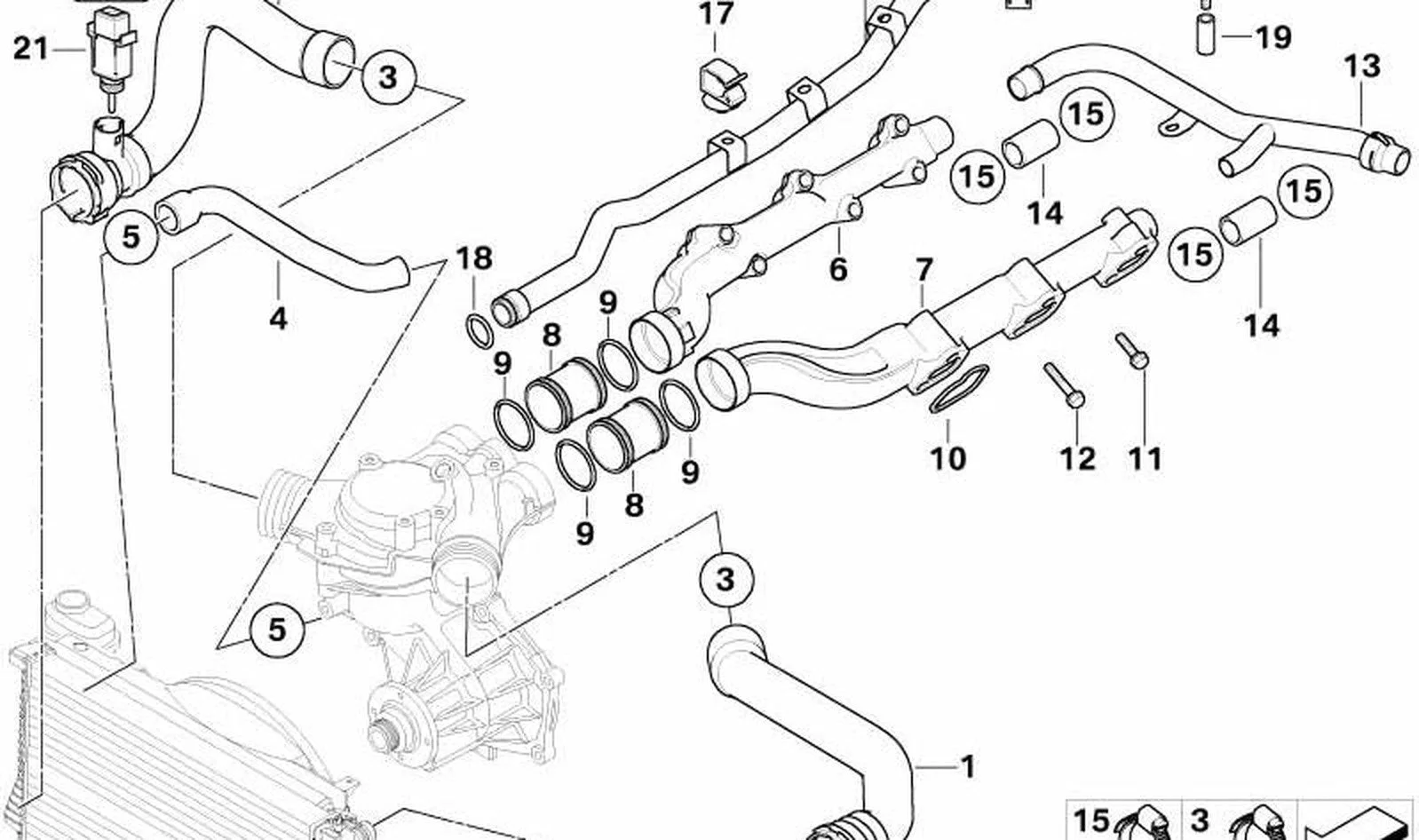 BMW E38 E39 E53 E60… Soğutma Dönüş Hortumu 11537830558