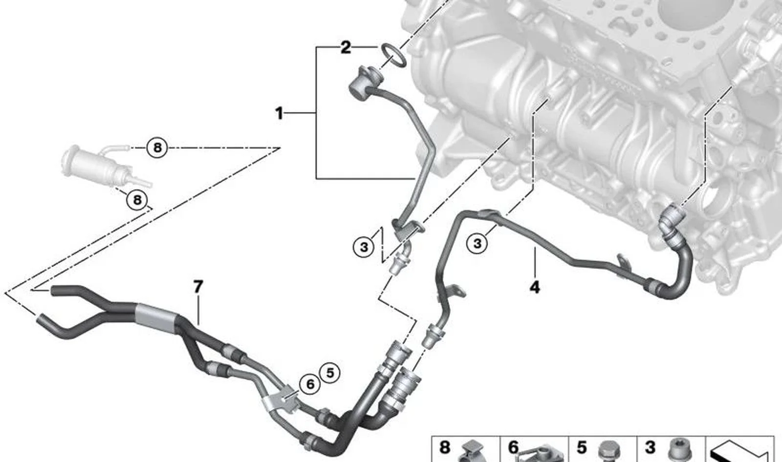 BMW G01 G02 G05 G20… Motor Bloğu Soğutma Borusu 11538471773