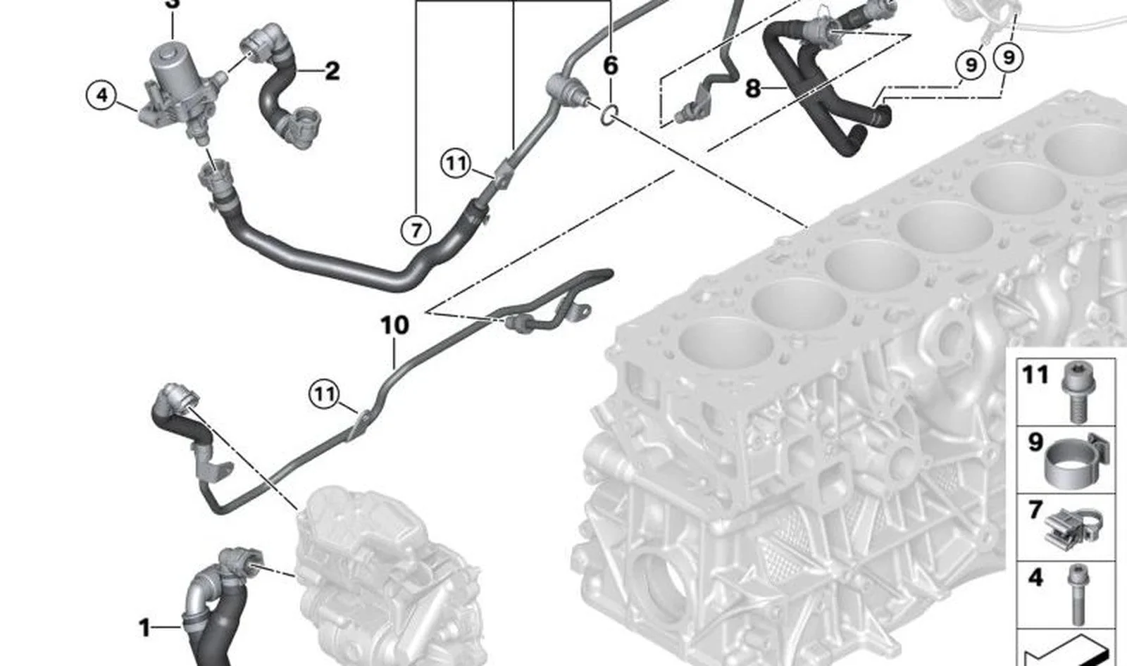 BMW G01 G02 G05 G06… SCR Modülü Termostat Bağlantı Borusu 11538596391