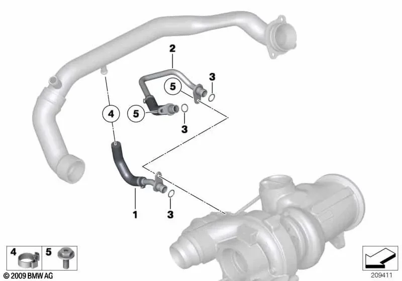 BMW F15 F16 F25 F26 Turbo Soğutma Besleme Borusu 11538602577