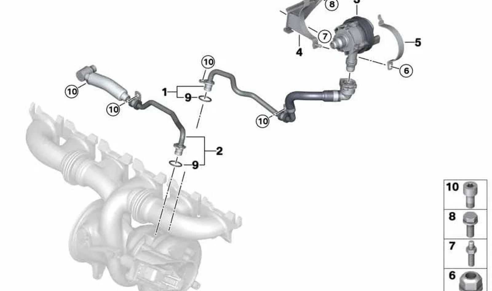 BMW G01 G02 G05 G06… Egzoz Turbosu Soğutma Suyu Borusu 11539454981