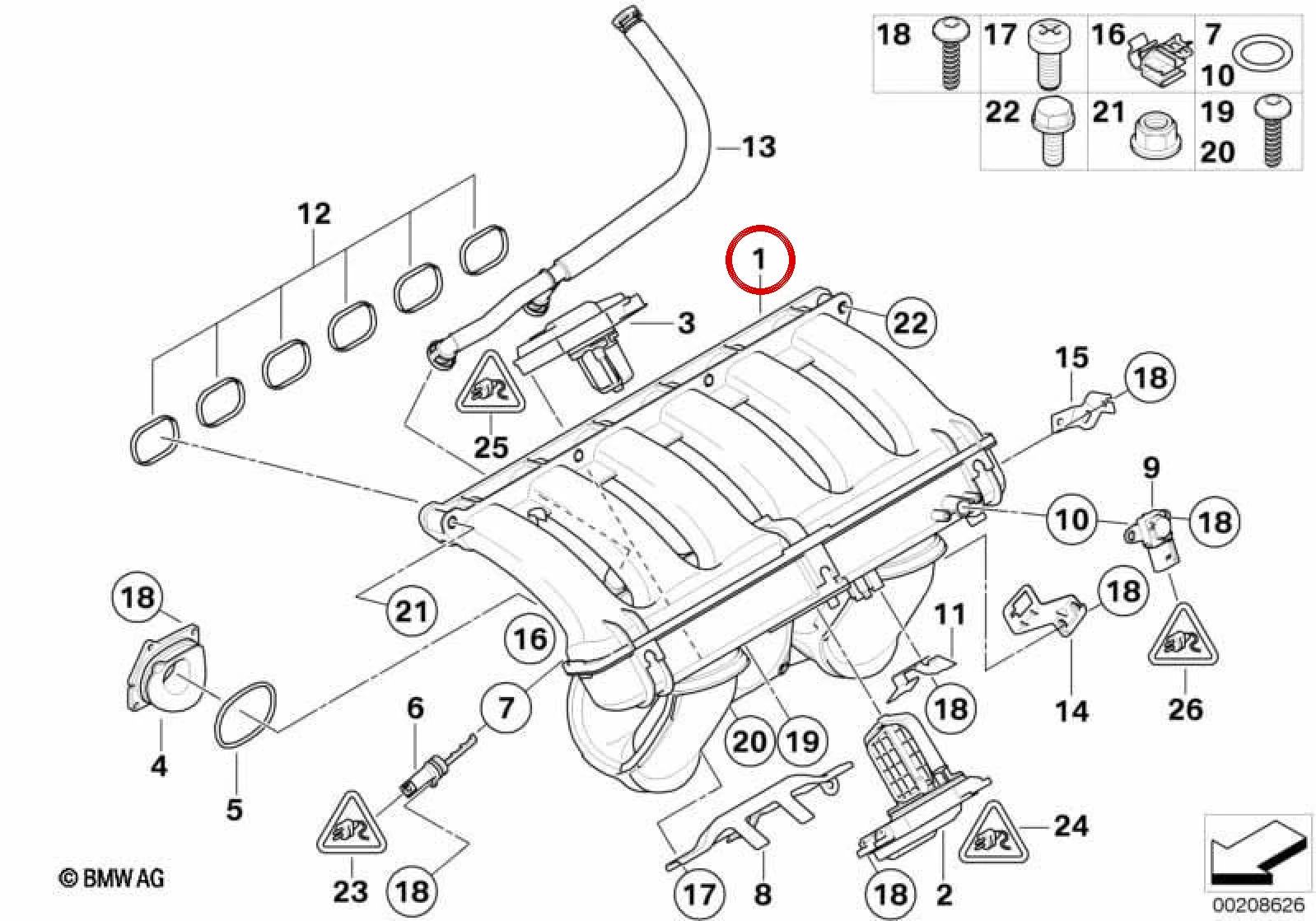 BMW E60 E61 E63 E64… Emme Hava Kanalı Borusu 11617593004