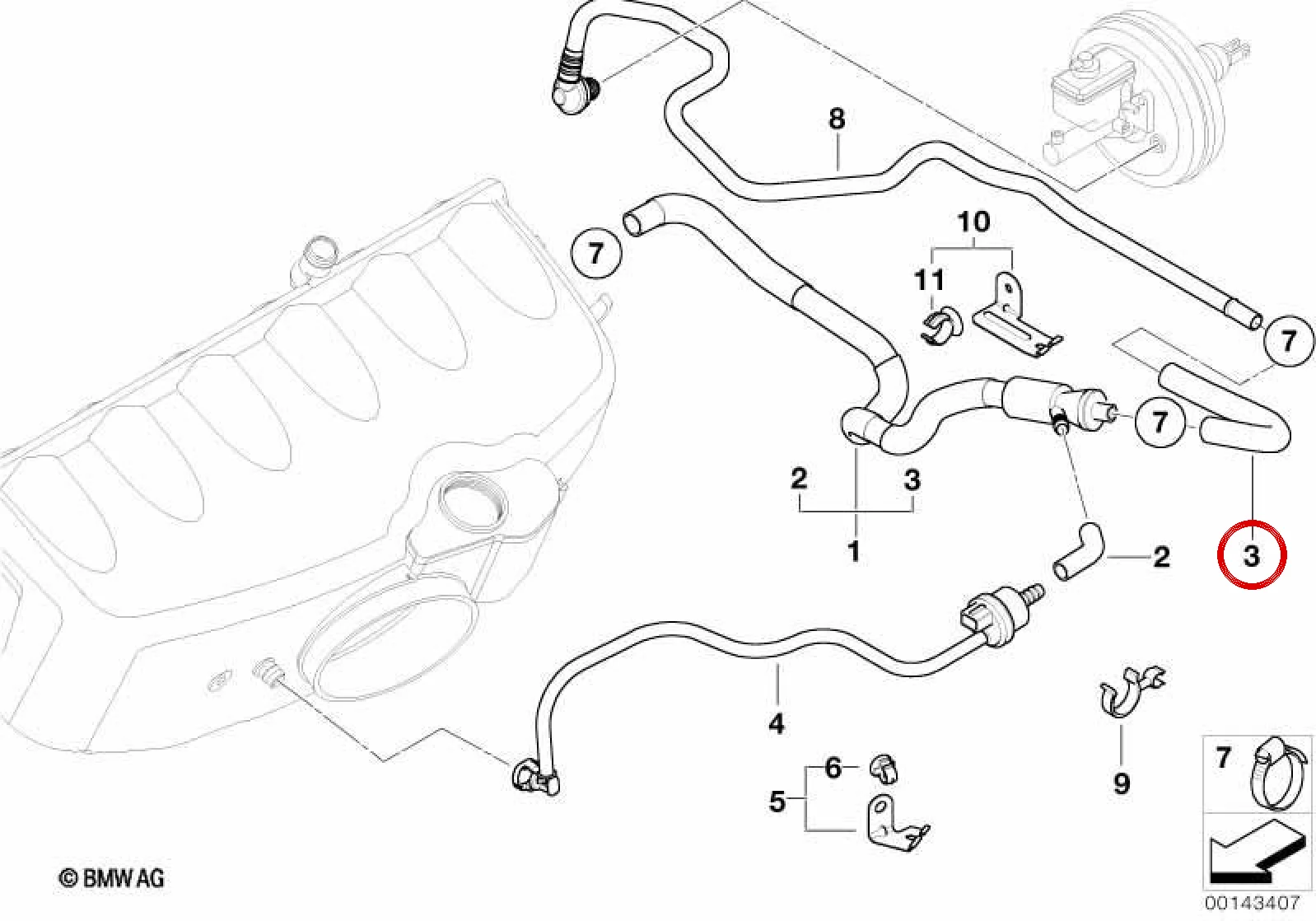 BMW E46 E83 E85 E86 Emme Hava Dirseği 11617831456