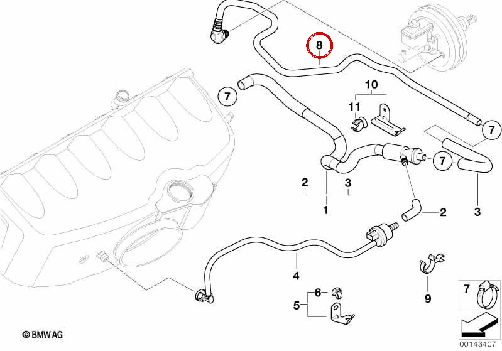 BMW 3 Serisi E46 Fren Servosu Vakum Borusu 11617831666