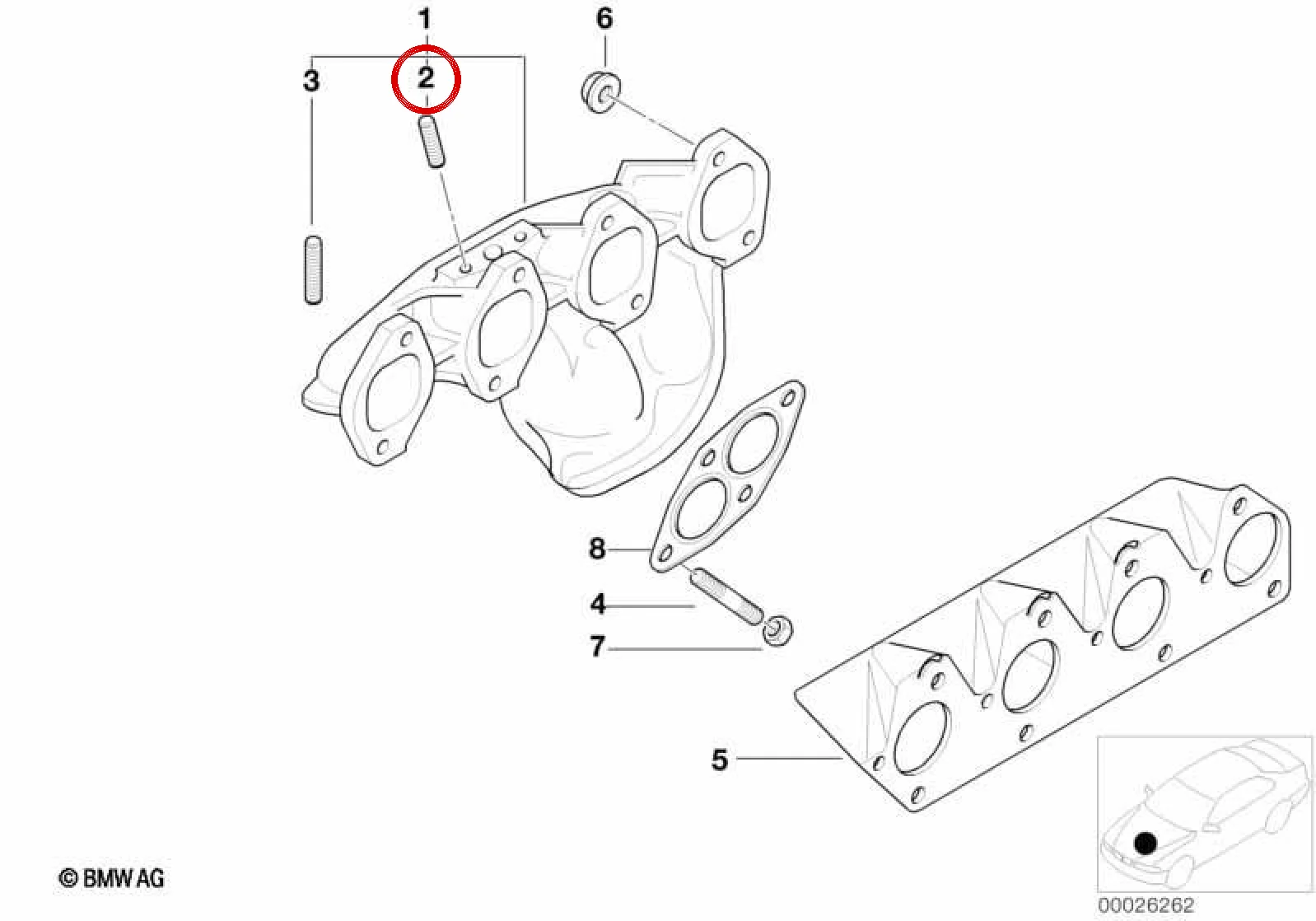 BMW 3 Serisi E36 E46 Egzoz Manifoldu Saplaması 11621437204