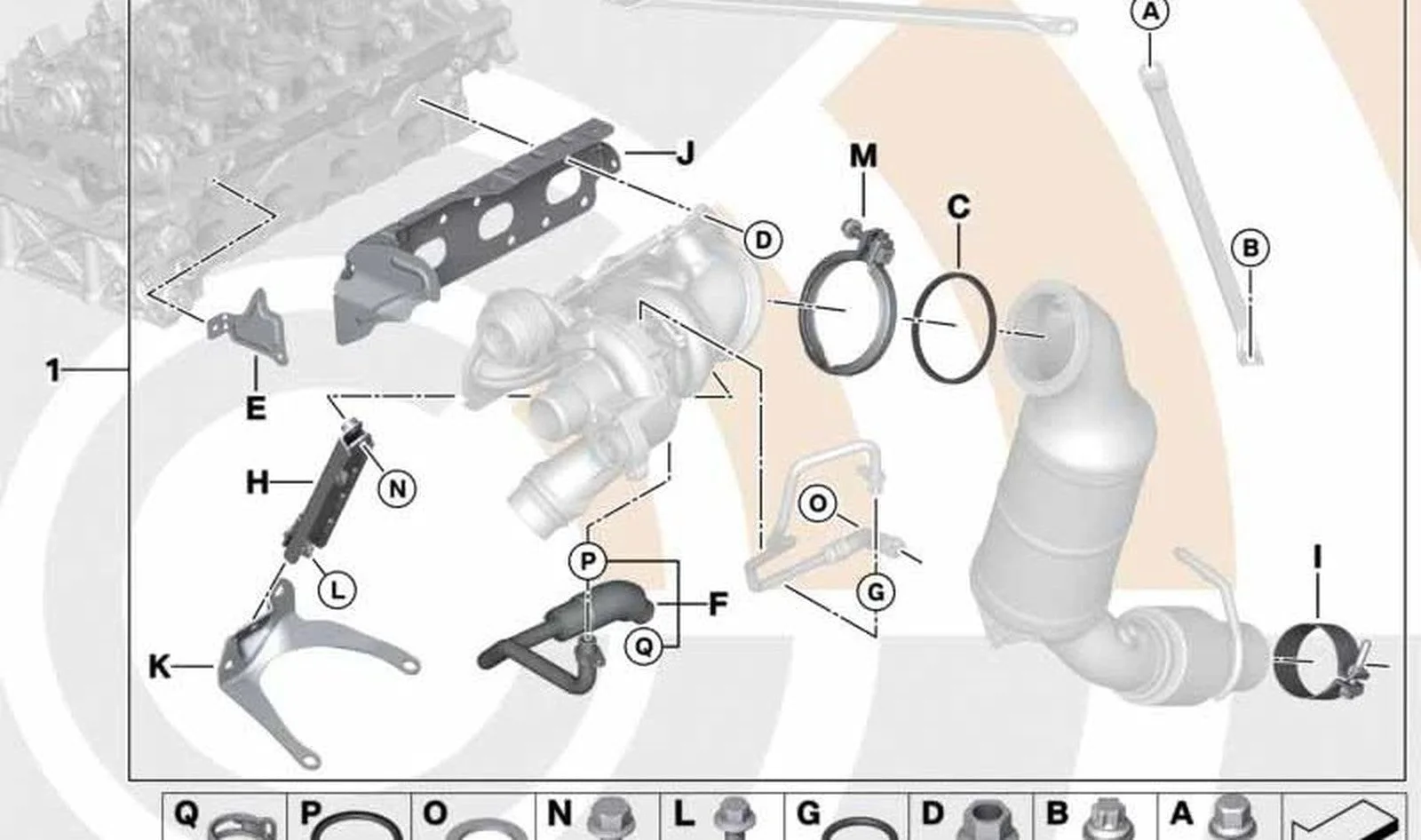 BMW E84 F10 F11 F15… Turboşarj Montaj Takımı 11652411468