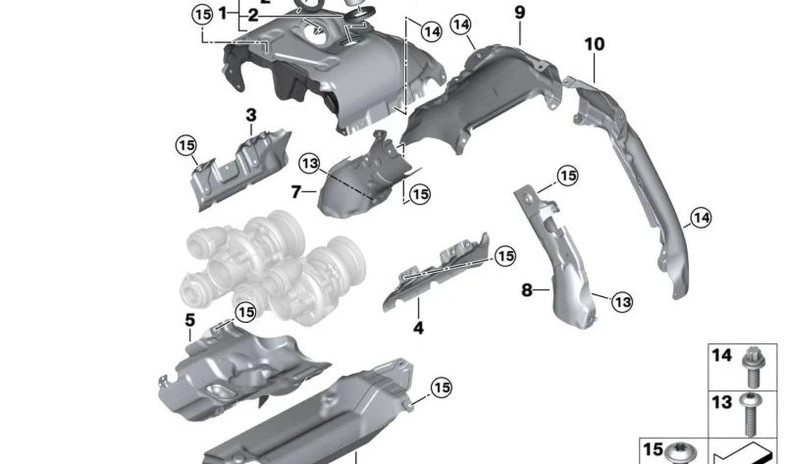 BMW F01 F02 F06 F07… Sol Egzoz Isı Kalkanı Silindir 5-8 11657603061