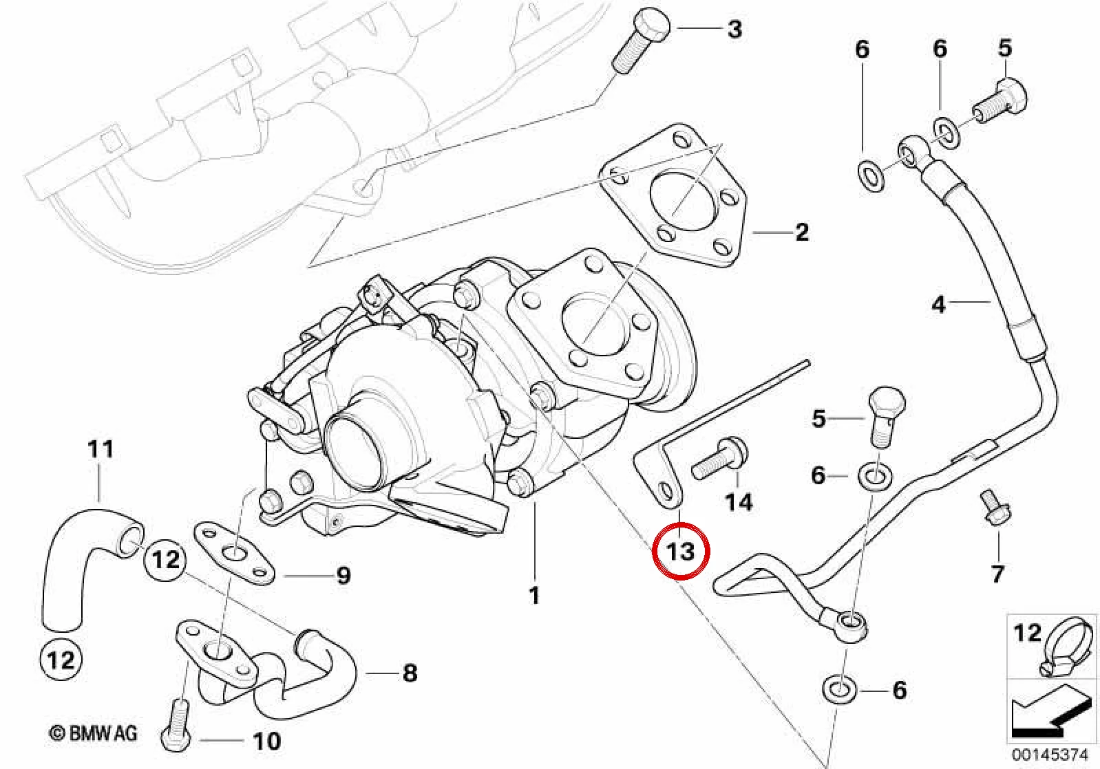 BMW 7 Serisi E65 E66 Turbo Taşıyıcı Braketi 11657794254