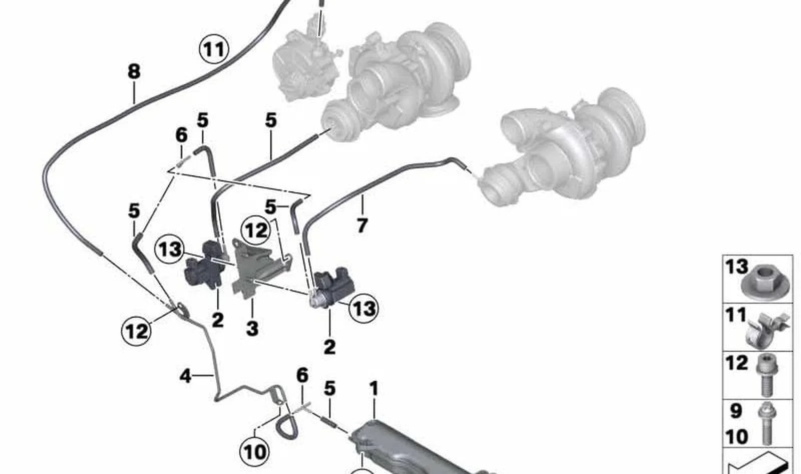 BMW F06 F10 F12 F13 Vakum Hattı Borusu 11657845447