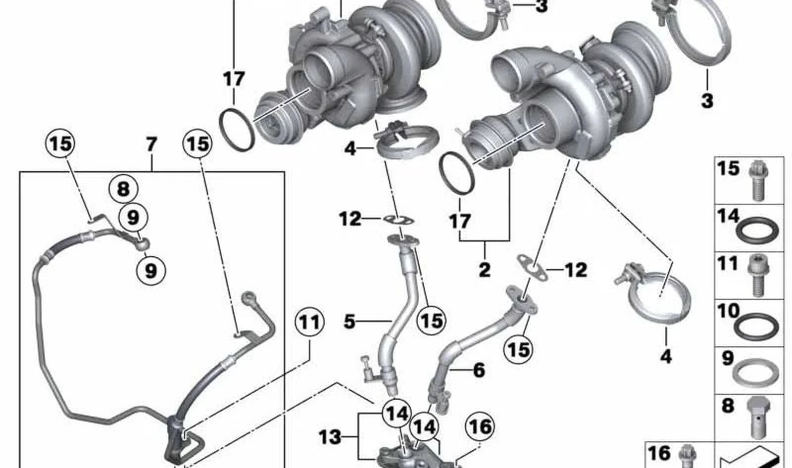 BMW F06 F10 F12 F13 Turboşarj Ünitesi 11657887116