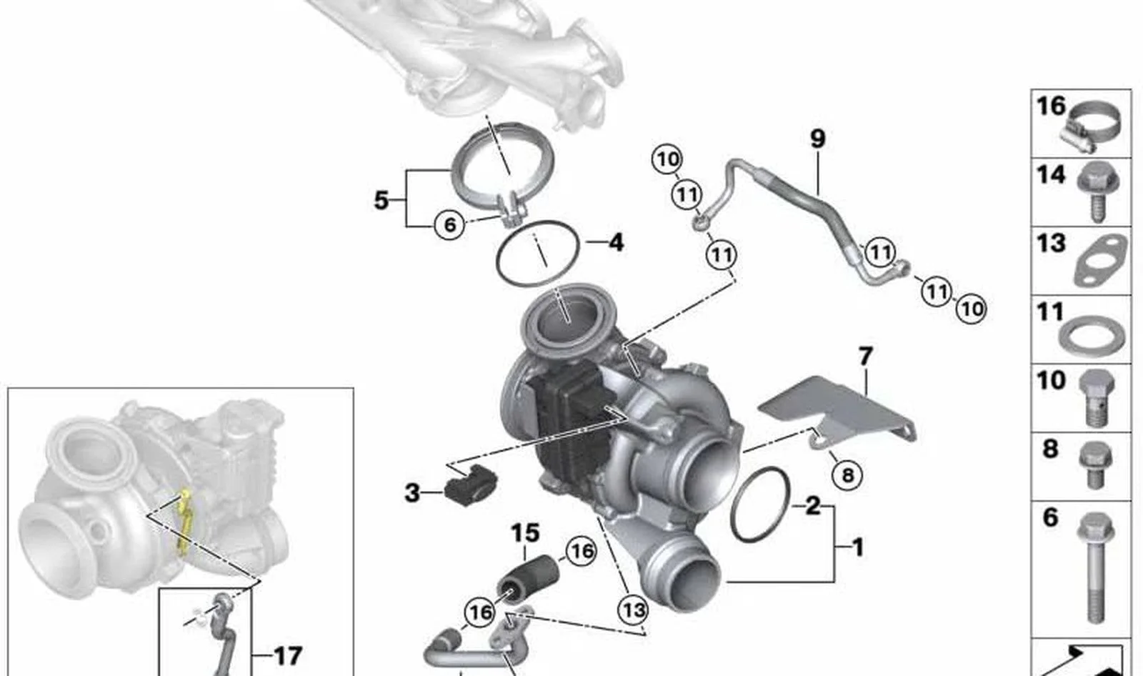 BMW F15 F16 F25 F26… Turbo Bağlantı Çubuğu Tamir Seti 11658596431