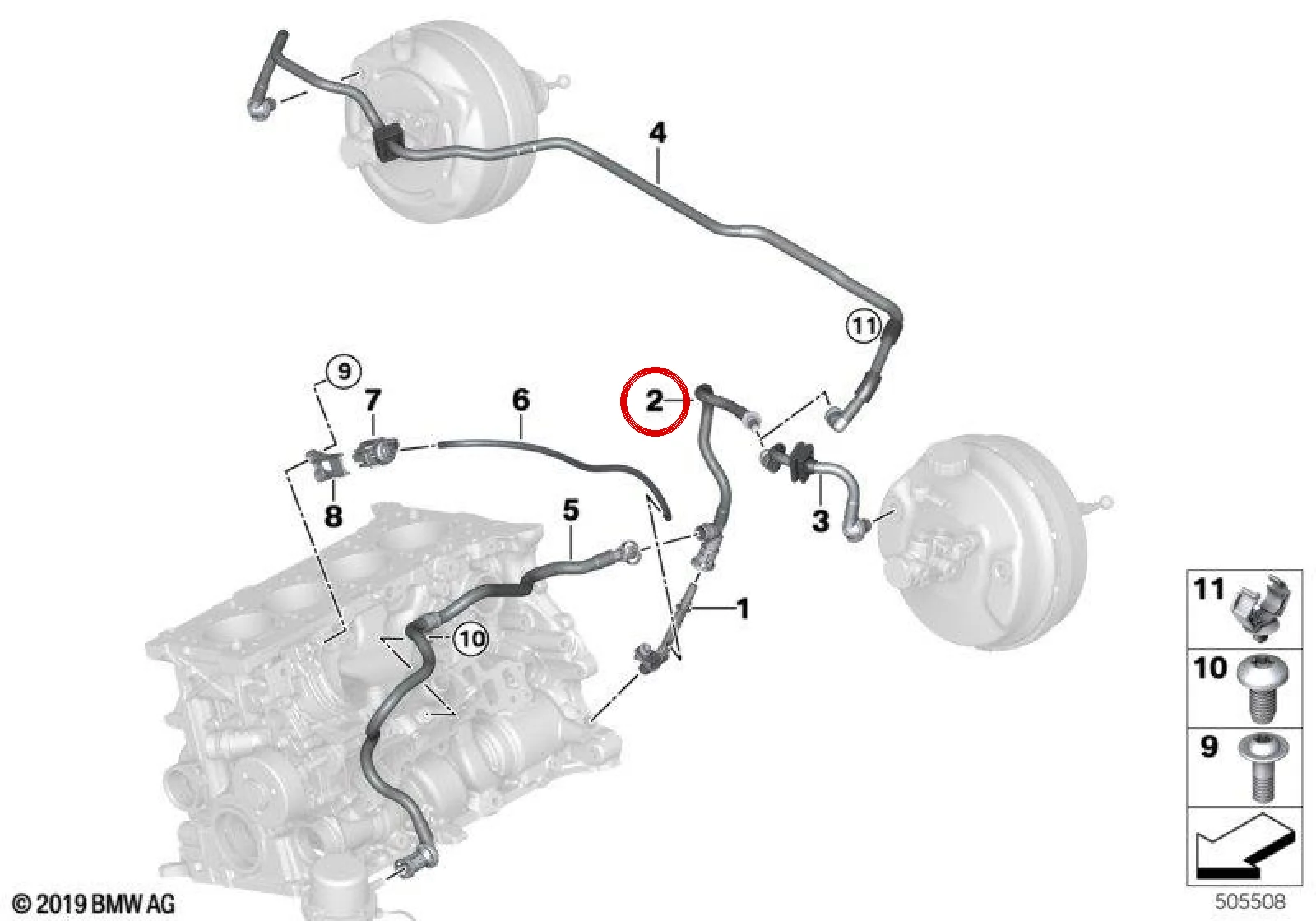 BMW G01 G20 G21 Vakum Bağlantı Borusu 11666664359